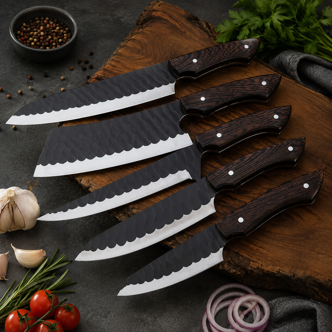 5 Piece Handmade Kitchen Knife Set