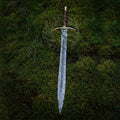Hand Forged Damascus Steel Medieval with Sheath-Brass Sword-