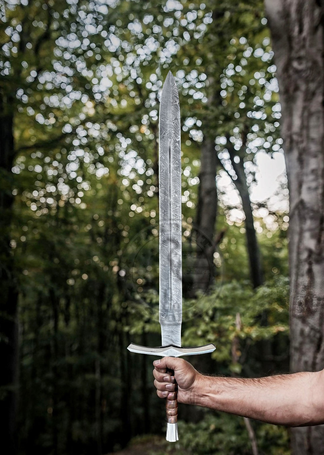 Handmade Damascus Viking Sword Full Tang Double Edge with Sheath-Damascus Sword-