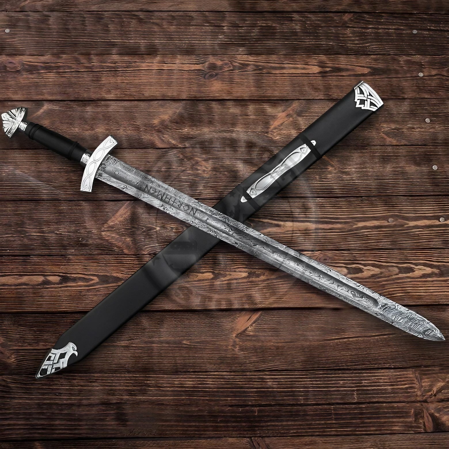 Battle Ready Viking Sword Damascus Steel Handmade N0rse Sword Full Tang USA Ship