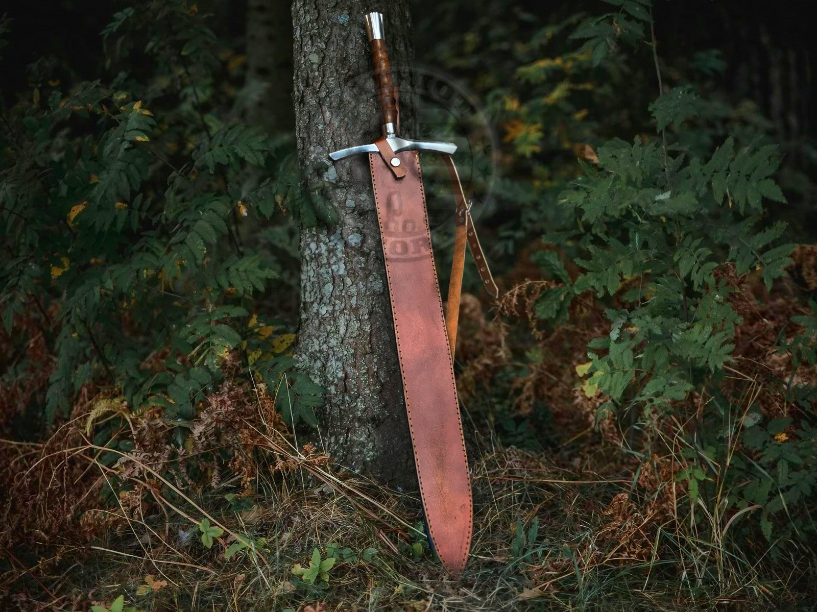 Handmade Damascus Viking Sword Full Tang Double Edge with Sheath-Damascus Sword-