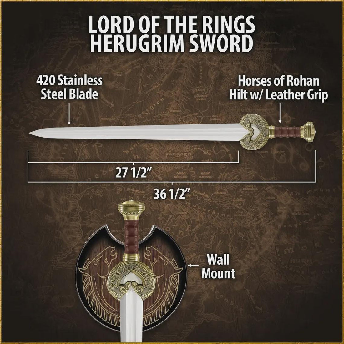 Royal Horse Lord Sword Inspired by Fantasy Kingdoms | Medieval Display Sword | Cosplay Prop | Collector Replica | Fantasy Decor Gift